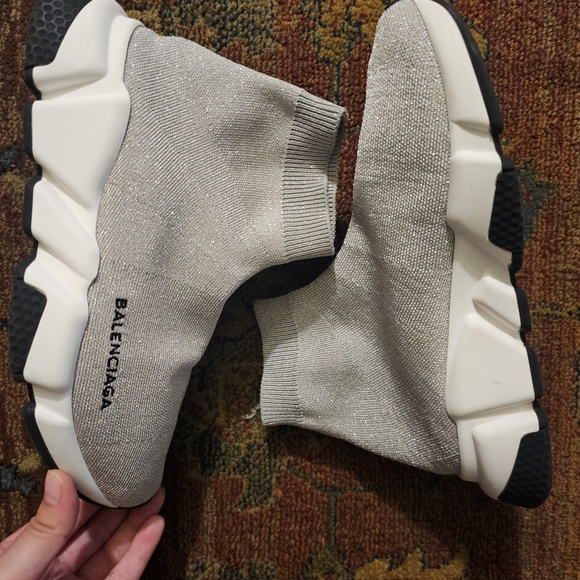 Balenciaga Silver Knit High-Top Sneakers✨️ - Picture 1 of 8